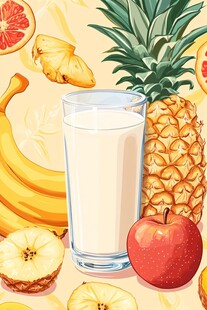 水果奶昔插画