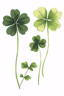 清新水彩风四叶草插画