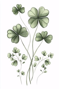 手绘清新四叶草插画