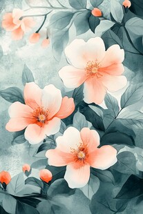 唯美淡粉花卉插画作品