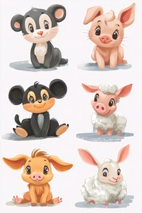 可爱萌趣的多种小动物集合