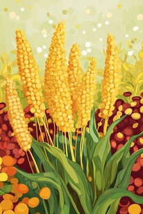 金黄饱满的谷穗插画