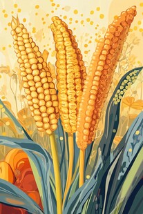 丰收的玉米插画
