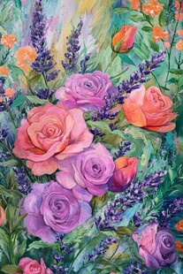 绚丽多彩花卉油画