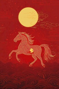 月夜奔马贺岁图