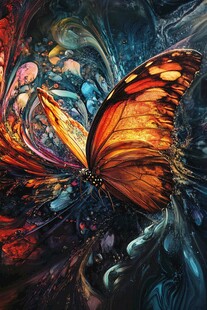 梦幻绚丽蝴蝶艺术插画