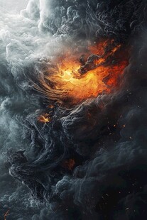 火焰在乌云中燃烧的景象