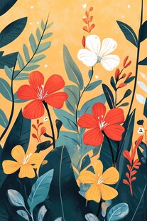 绚丽花卉插画 生机满满