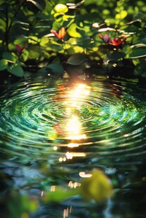 阳光洒落湖面泛起的涟漪