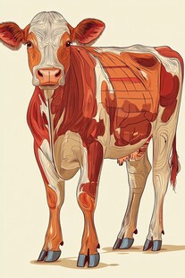 彩绘奶牛艺术插画
