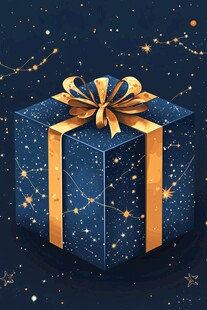 梦幻星空下的精美礼品盒