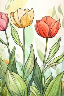 多彩郁金香插画