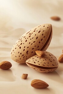 杏仁特写 饱满外壳与果仁