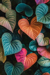 多彩心形叶片的植物景观