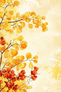 秋日银杏与红果的烂漫