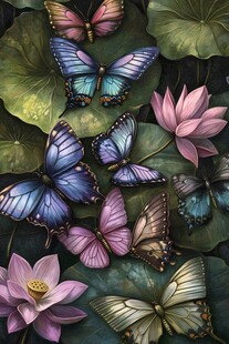 蝶舞荷间 梦幻自然图景