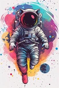 太空猫咪宇航员奇幻插画