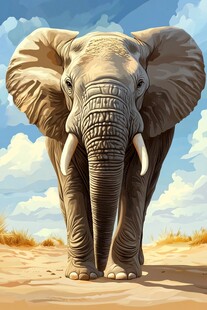 沙漠中行走的威严大象