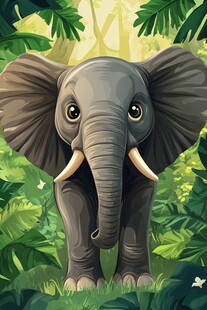 丛林中的可爱大象