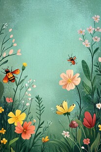 春日花草间的蜜蜂飞舞