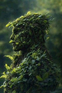 绿植覆盖的神秘人形轮廓