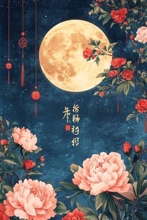 月夜牡丹图