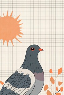 阳光下的鸽子与枝叶