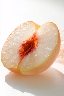 切开的水蜜桃果肉诱人