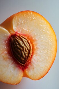 切开的鲜桃展示饱满果核