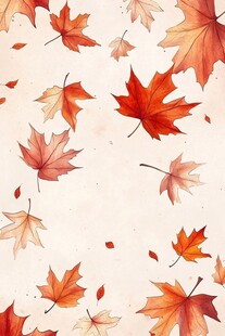 秋日枫叶纷飞水彩背景图