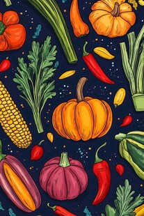多彩蔬菜无缝图案背景