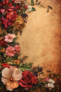 复古花卉边框背景图