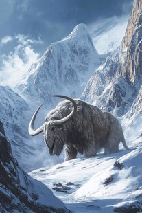 雪山中的远古长毛巨兽