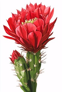 娇艳绽放的红色仙人掌花