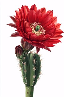 艳丽仙人掌花绽放