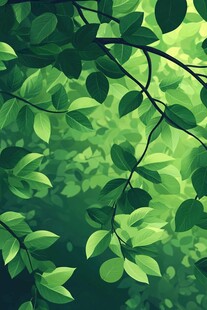 翠绿树叶营造清新自然氛围