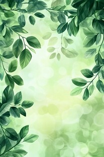 清新绿叶背景图