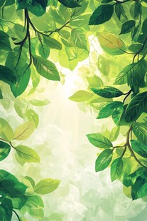 清新绿叶背景图