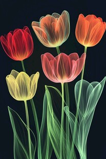 梦幻多彩郁金香插画