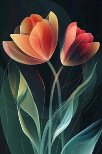 梦幻双生郁金香插画