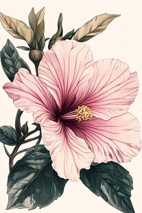 粉色木槿花插画