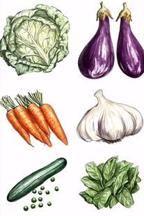 多样蔬菜插画