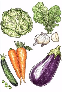 手绘多样蔬菜插画