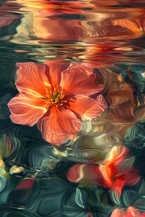 水中绽放的艳丽花朵