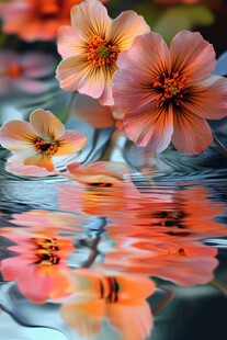 水中绽放的柔美粉色花朵