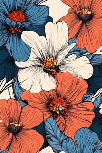 复古风多彩花卉图案