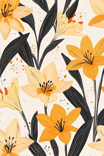 手绘黄色花卉图案背景