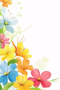 缤纷花卉角落装饰插画