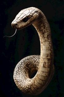 盘绕的眼镜蛇特写