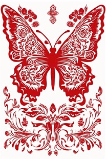 中式传统蝴蝶剪纸图案